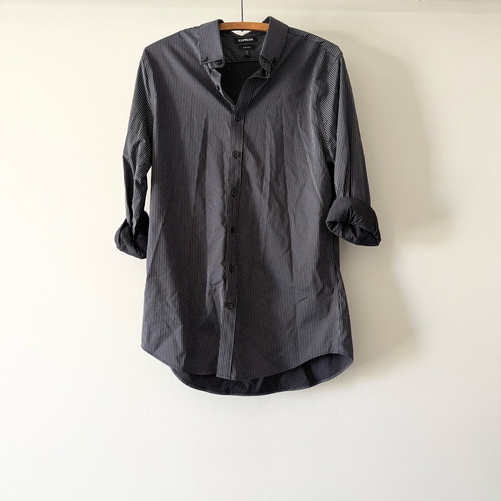 Express Men's Extra Slim Stripe Dress Shirt Size M